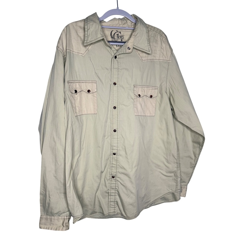 Guess long sleeve dark pearl‎ button down top in light mint green western